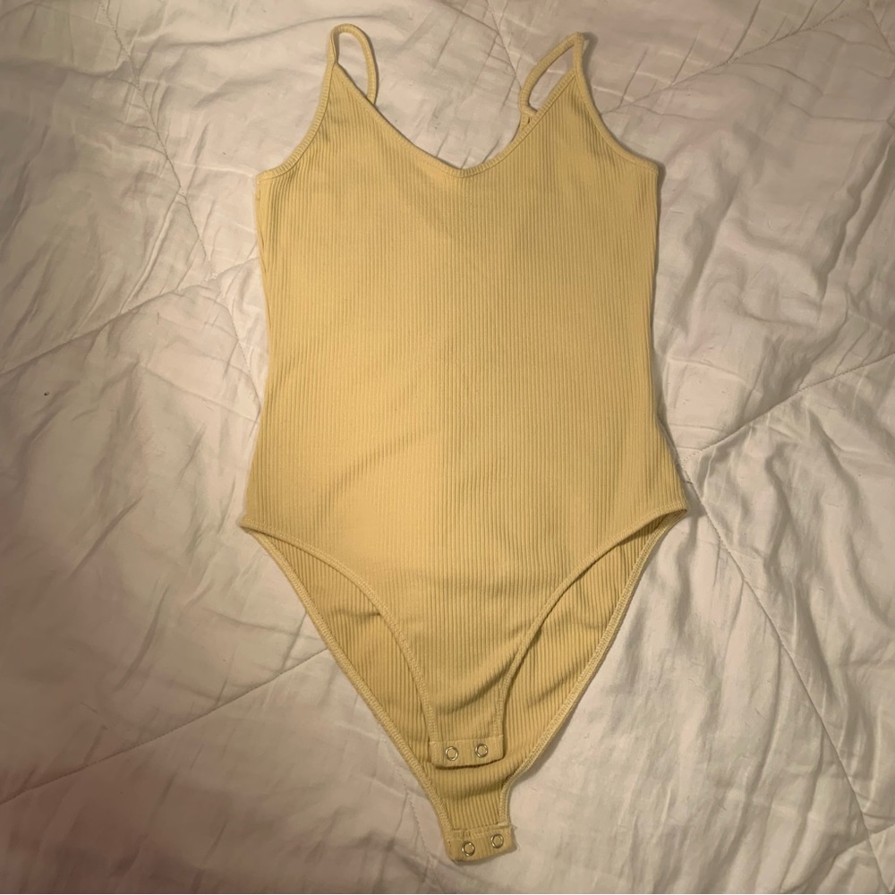 American Eagle Yellow V-neck Tank Bodysuit